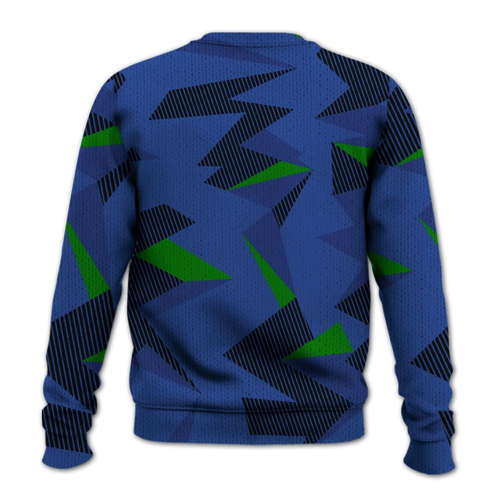 Knitted Sweater To Match Retro Hyper Royal 13s - Geometric Camouflage Pattern