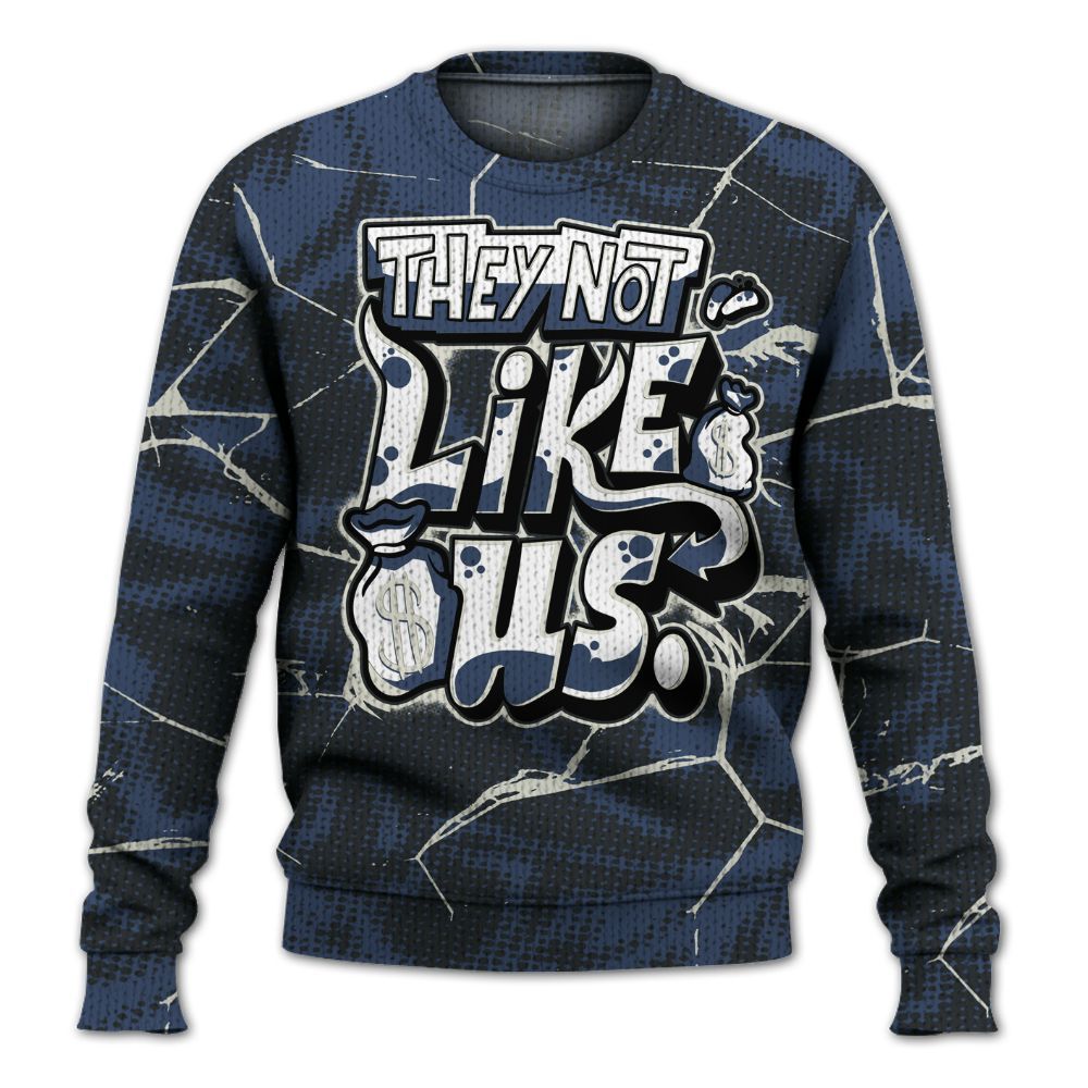 Knitted Sweater To Match Diffused Blue 3s - Dislike Us Graphic