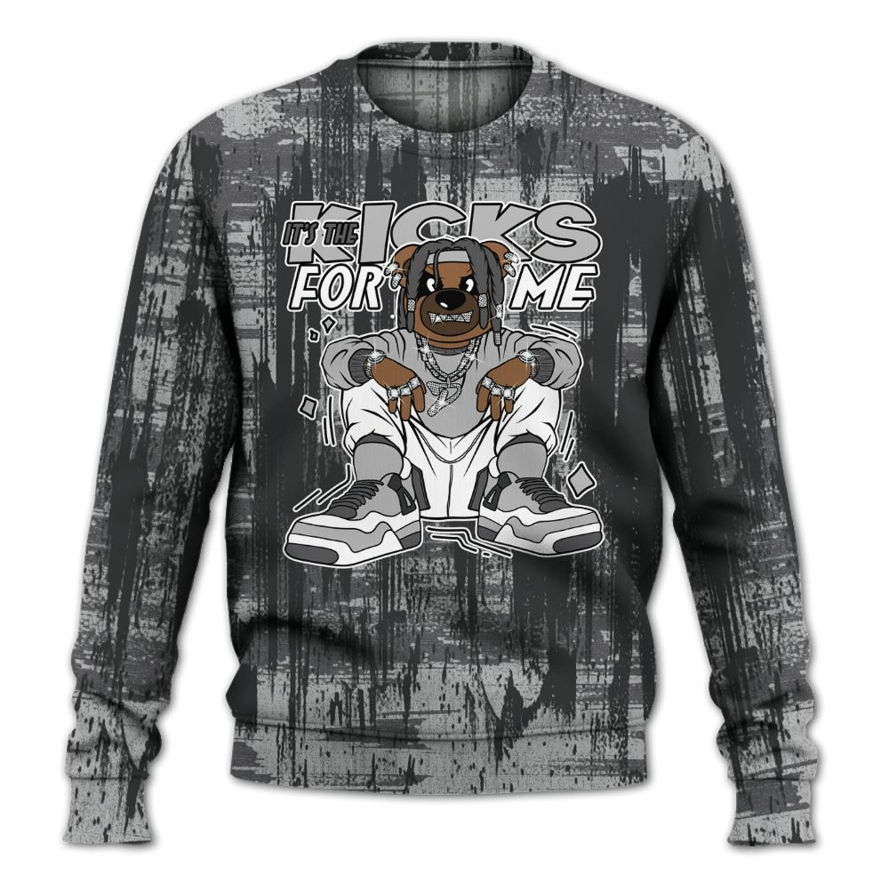 Sweatshirt To Match White Thunder 4s - Sneakers Bear Glitch Art All Over Print