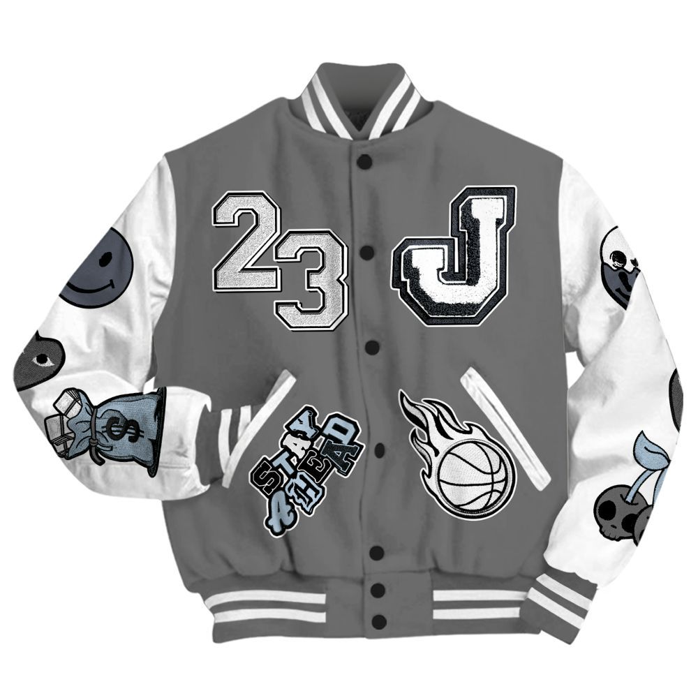 Varsity Jacket To Match Cool Grey 6s - Hustles Money Number 23 All Over Print