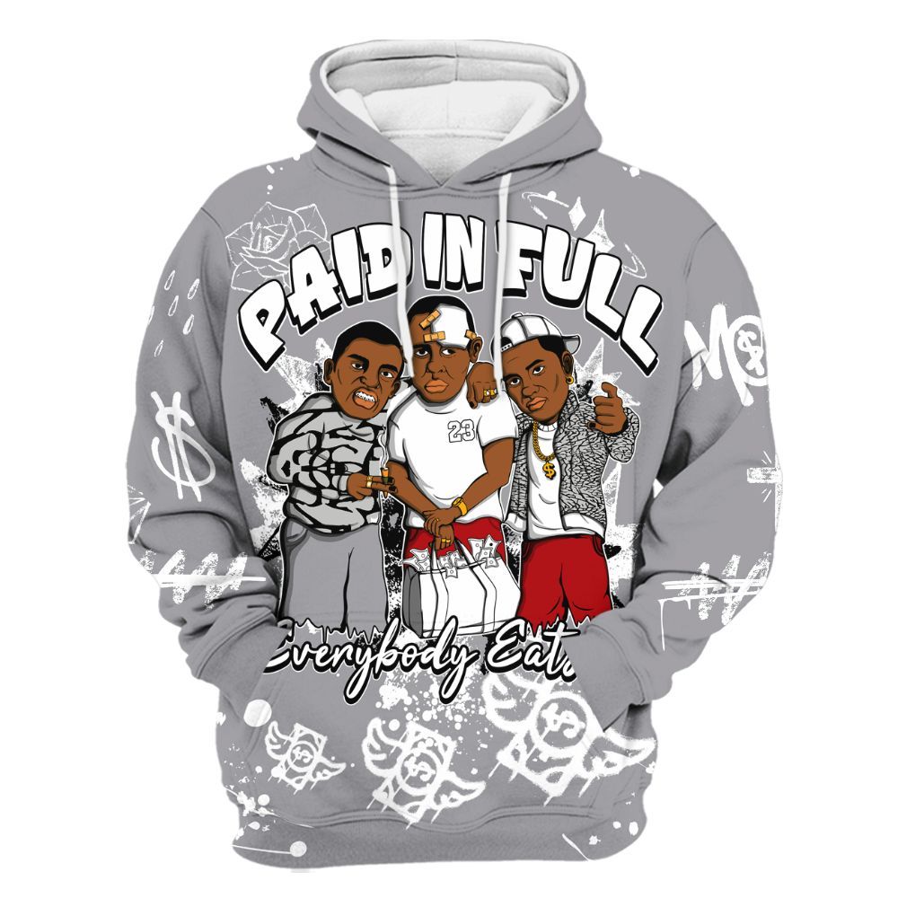Hoodie To Match Cement Grey 3s - Everybody Paid In Full Crayon All Over Print