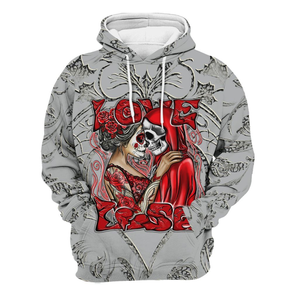 Hoodie To Match Cement Grey 3s - Loves Lose Gothic All Over Print