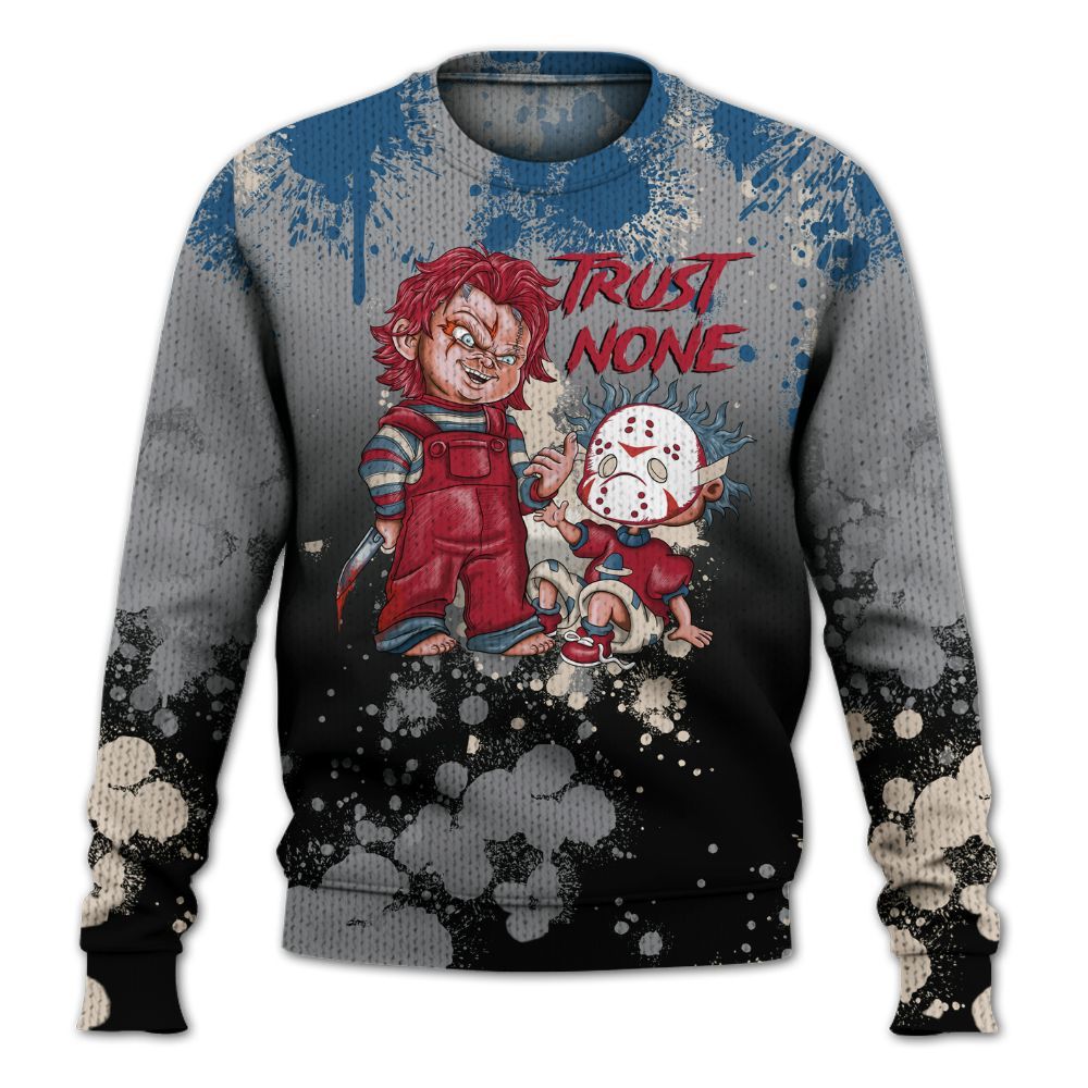 Knitted Sweater To Match Rare Air 3s - Trust No One Scary