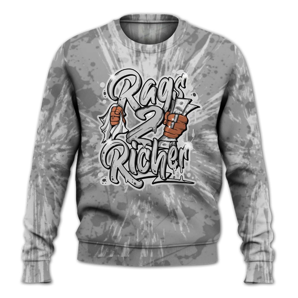 Sweatshirt To Match Black Wolf Grey 12s - Rag 2 Rich Graphic Luxury All Over Print