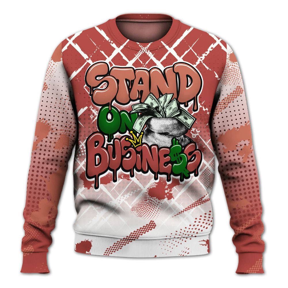 Sweatshirt To Match Dune Red 13s - Halftone Stand Business Dripping All Over Print