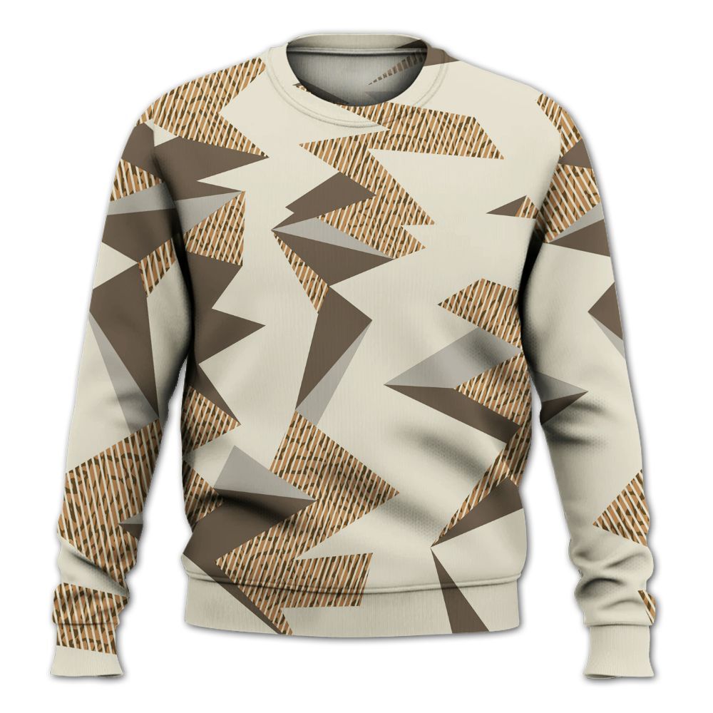 Sweatshirt To Match Orewood Brown 3s - Geometric Camouflage Pattern All Over Print