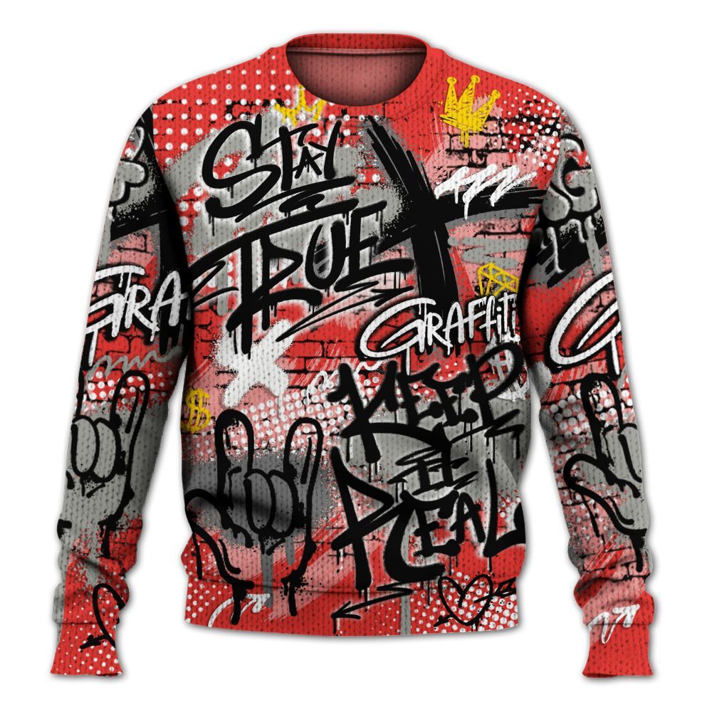 Knitted Sweater To Match Vomero 5 Bright Crimson - True It Real Graffiti Streetwear