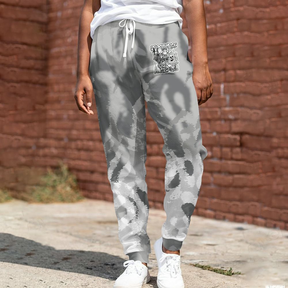 Sweatpant To Match Retro Wet Cement 4s - Apocalypse Skeleton Burn All Over Print