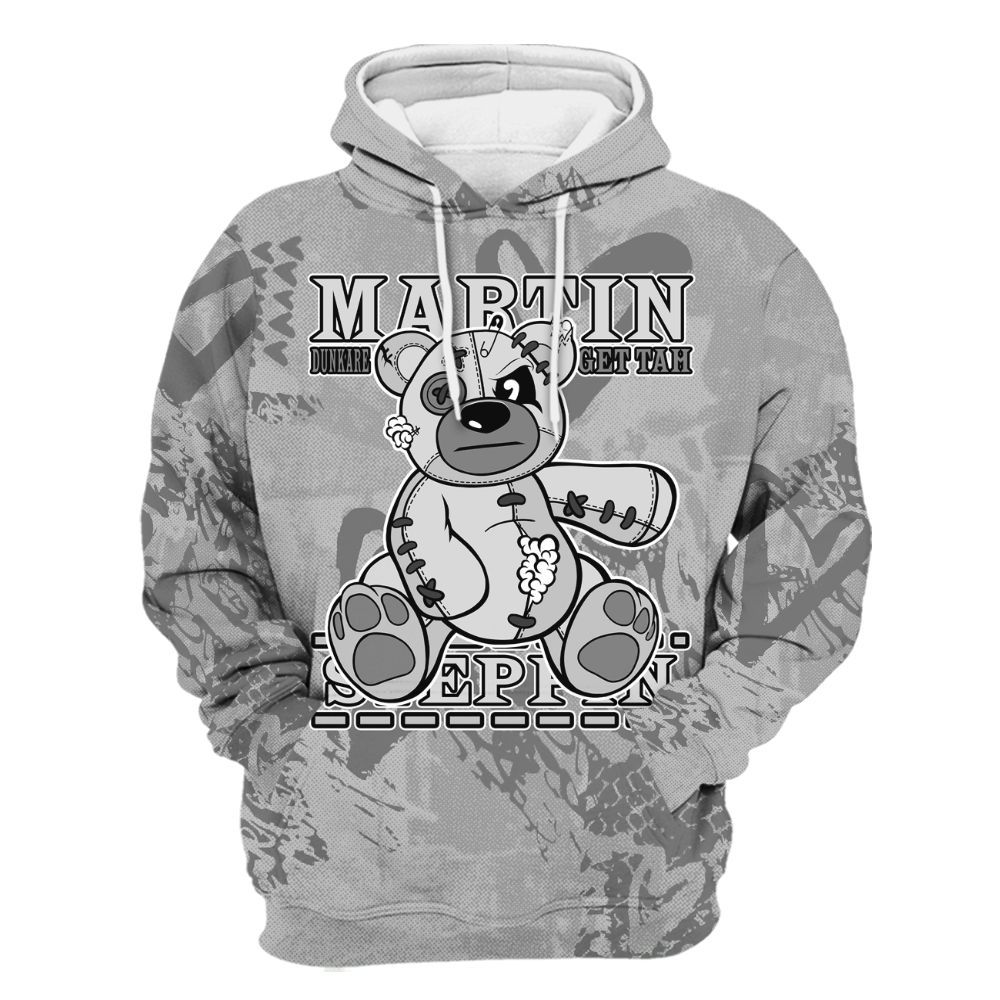 Hoodie To Match Black Wolf Grey 12s - Tah Steppin Bear Heart Grunge All Over Print