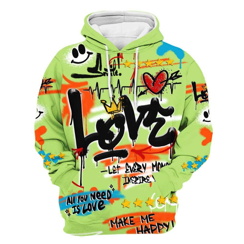 Hoodie To Match Kobe 9 Elite What The - Happy Love Beats Graffiti Streetwear All Over Print