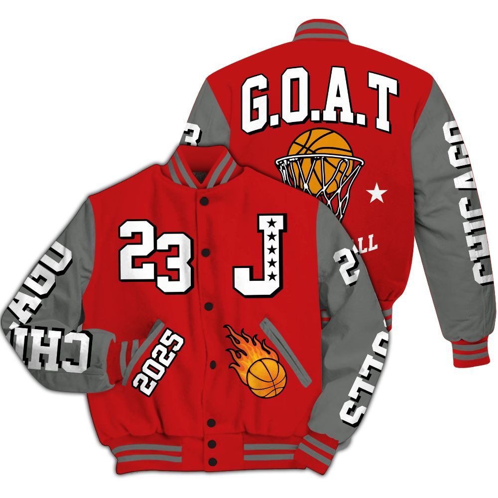 Varsity Jacket To Match Bred Reimagined 4s - Chicago 23 Basketball All Over Print