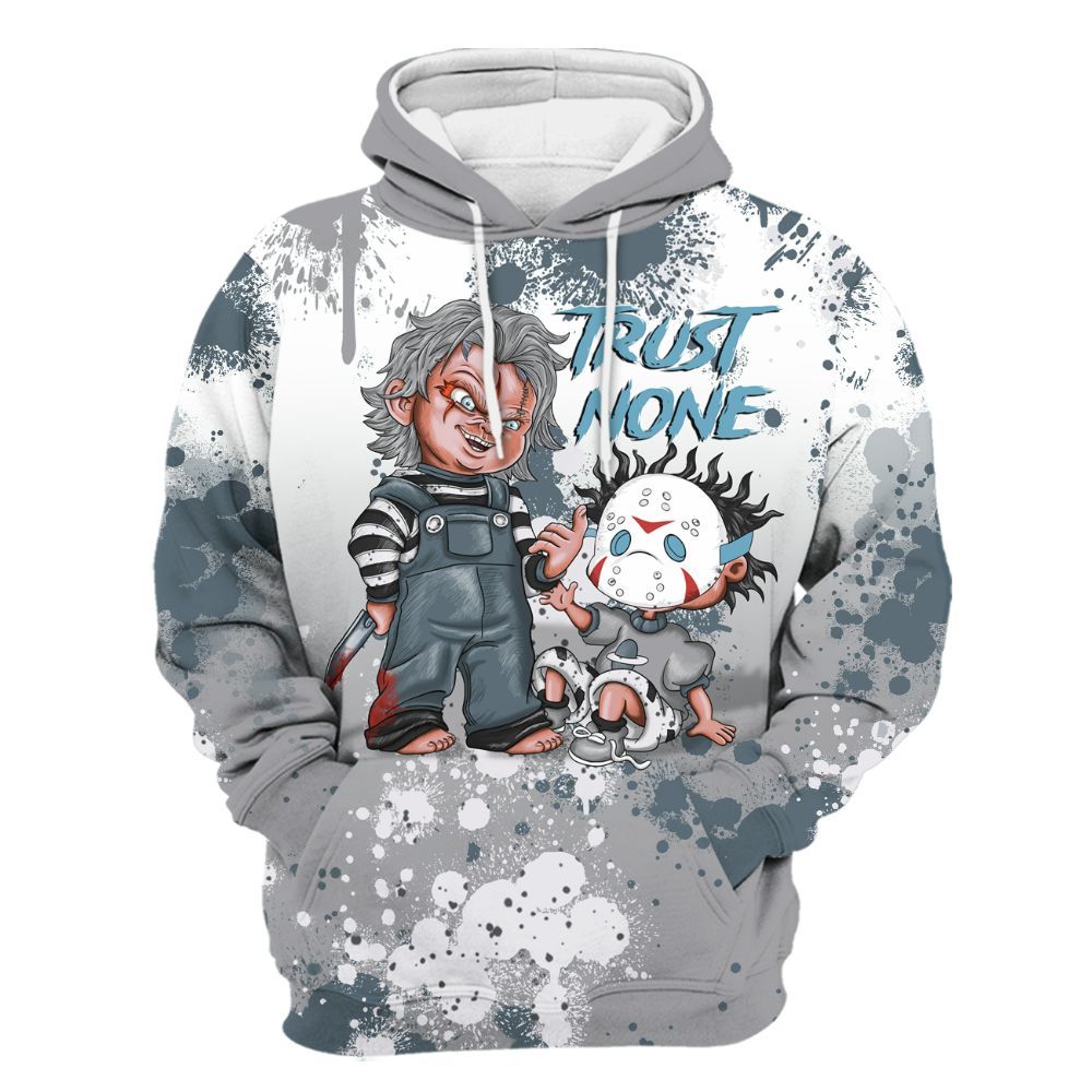 Hoodie To Match Retro Light Graphite Wolf Grey 5s - Trust No One Scary All Over Print