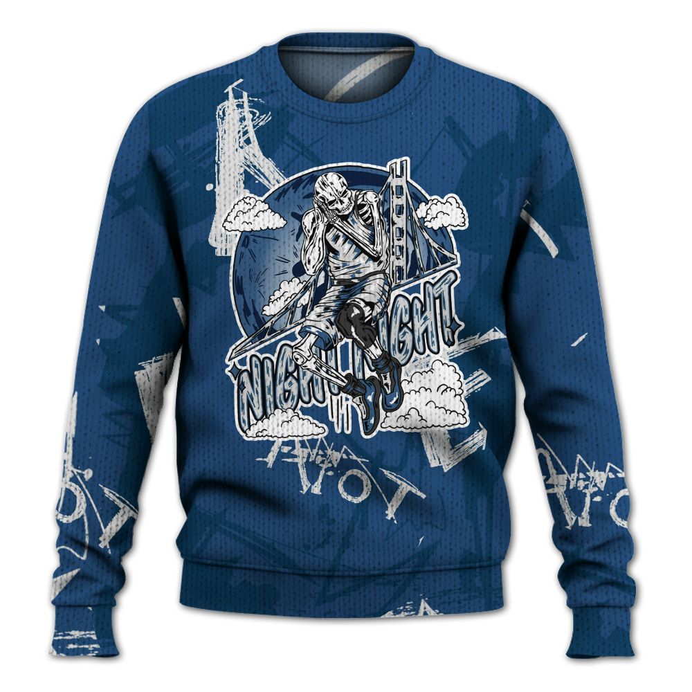 Knitted Sweater To Match High OG Midnight Navy 1s - Seeya Skeleton Messyz