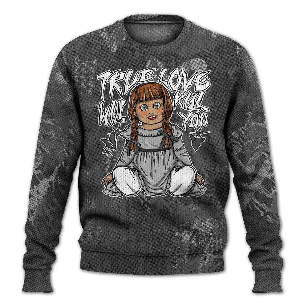 Knitted Sweater To Match White Thunder 4s - Genuine Loves Bear Heart Grunge