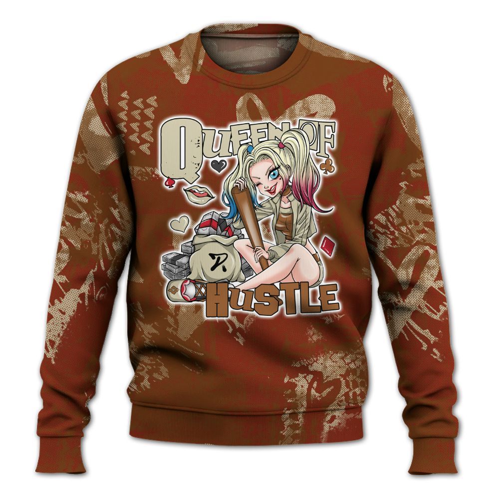 Sweatshirt To Match Archaeo Brown 5s - Hustles Quiinn Heart Grunge All Over Print
