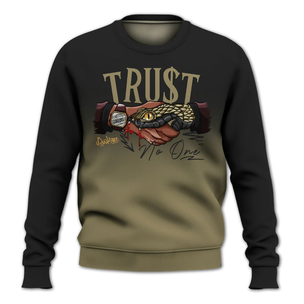Sweatshirt To Match Black Olive 7s - Snake Trust No One Drip All Over Print