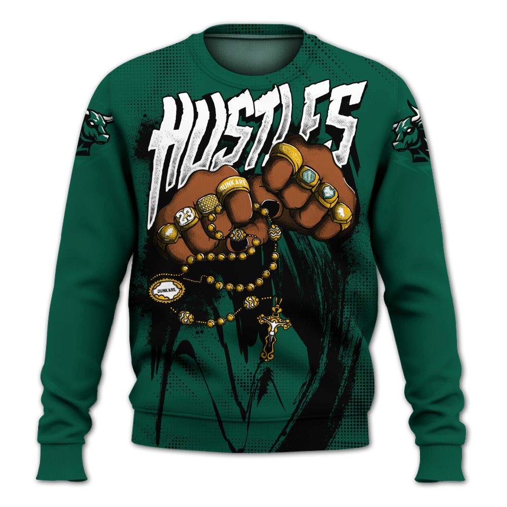 Sweatshirt To Match Oxidized Green 4s - Hustle Make Money All Over Print