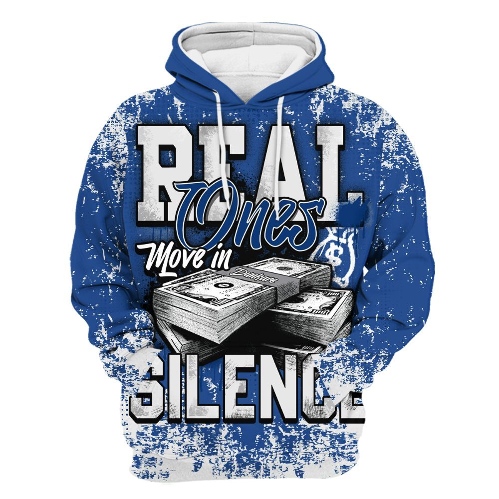 Hoodie To Match High OG True Blue 1s - Move In Silence Money Street Retro All Over Print