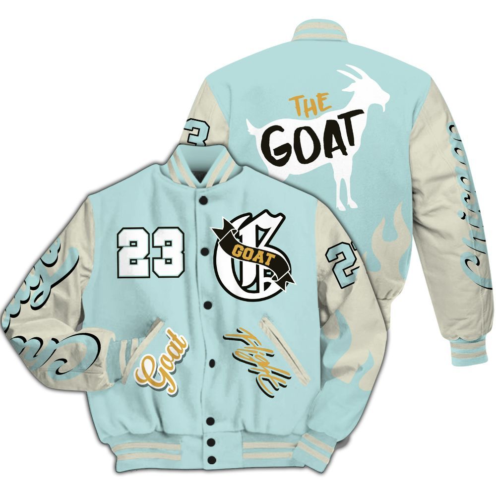 Varsity Jacket To Match Pure Platinum 4s - G.O.A.T Flight Streetwear Graphic All Over Print