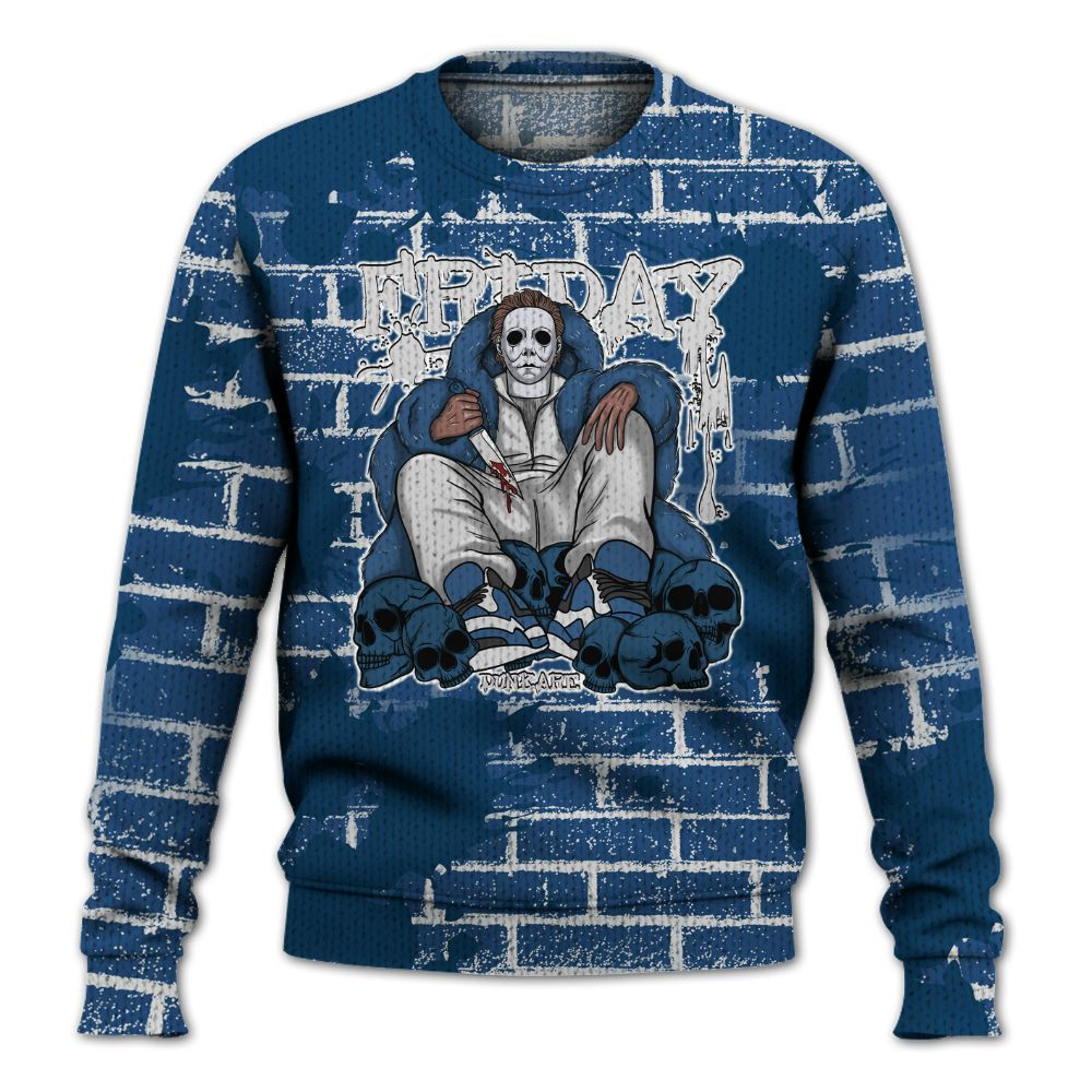 Knitted Sweater To Match High OG Midnight Navy 1s - Friday Brick