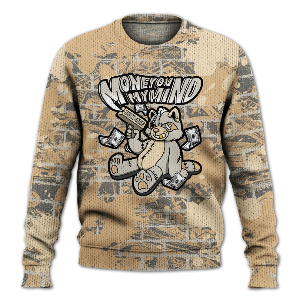 Knitted Sweater To Match Dunk Low Strawberry Waffle - Money On My Mind Raccoon Brick