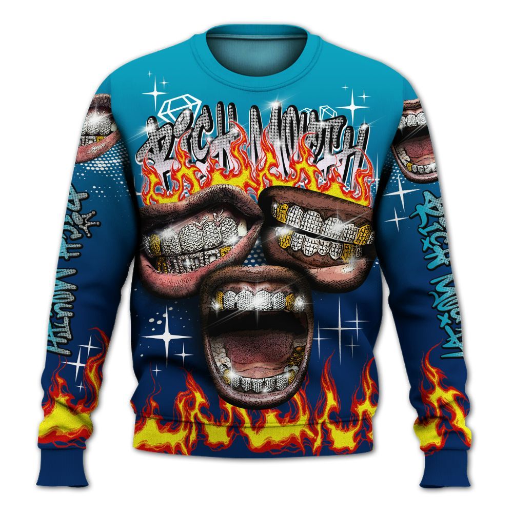 Sweatshirt To Match Kobe 5 X-Ray - Rich Mouth Fire Rap Retro 90s All Over Print