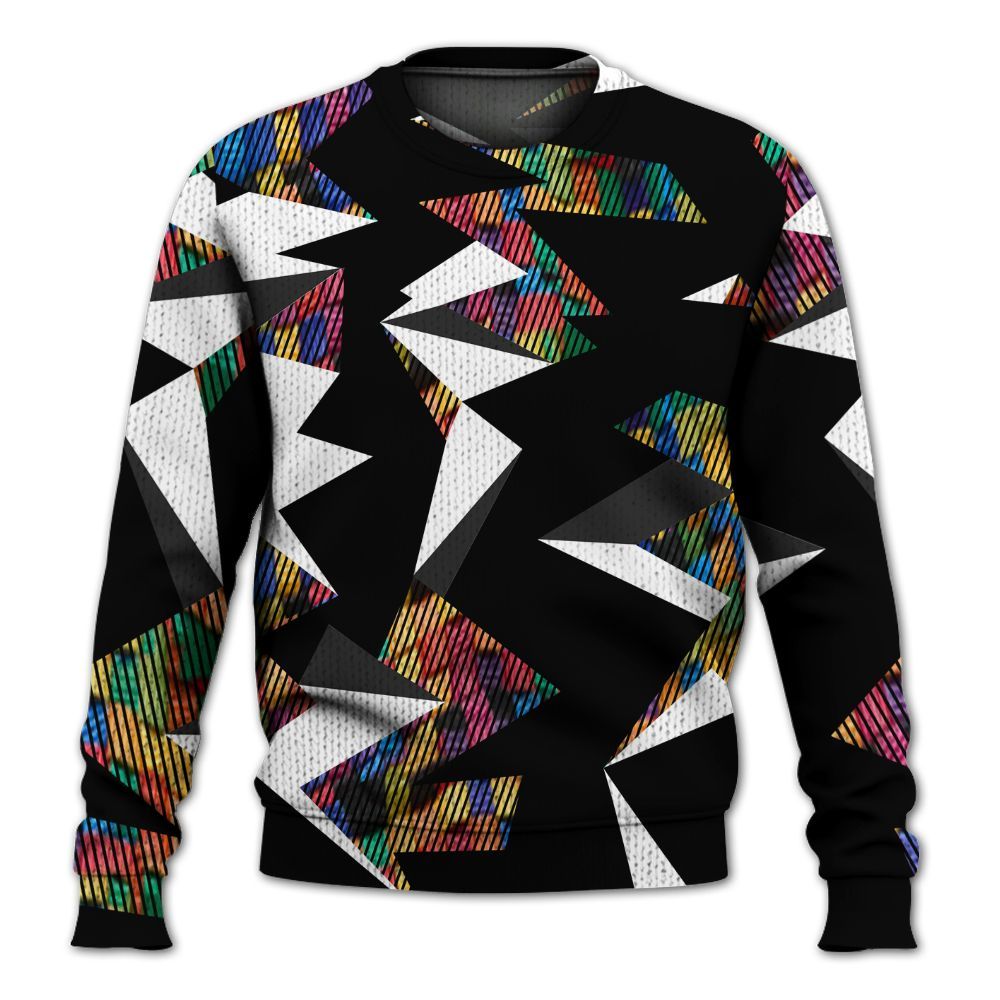 Knitted Sweater To Match Air Rainbow Weave - Geometric Camouflage Pattern