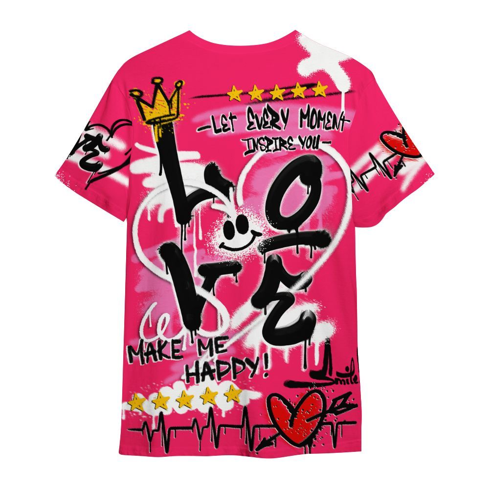 Shirt To Match Air VaporMax Plus Triple Pink - Happy Love Beats Graffiti Streetwear All Over Print