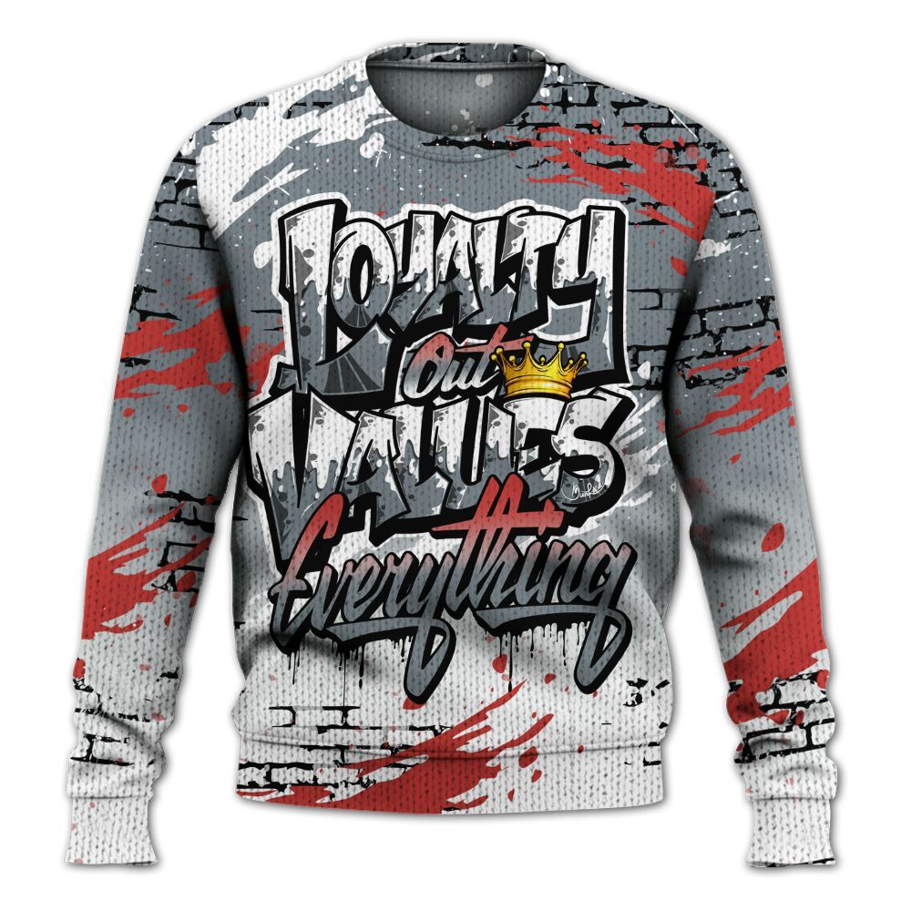 Knitted Sweater To Match Wolf Grey 13s - Values Of Loyalty Drip