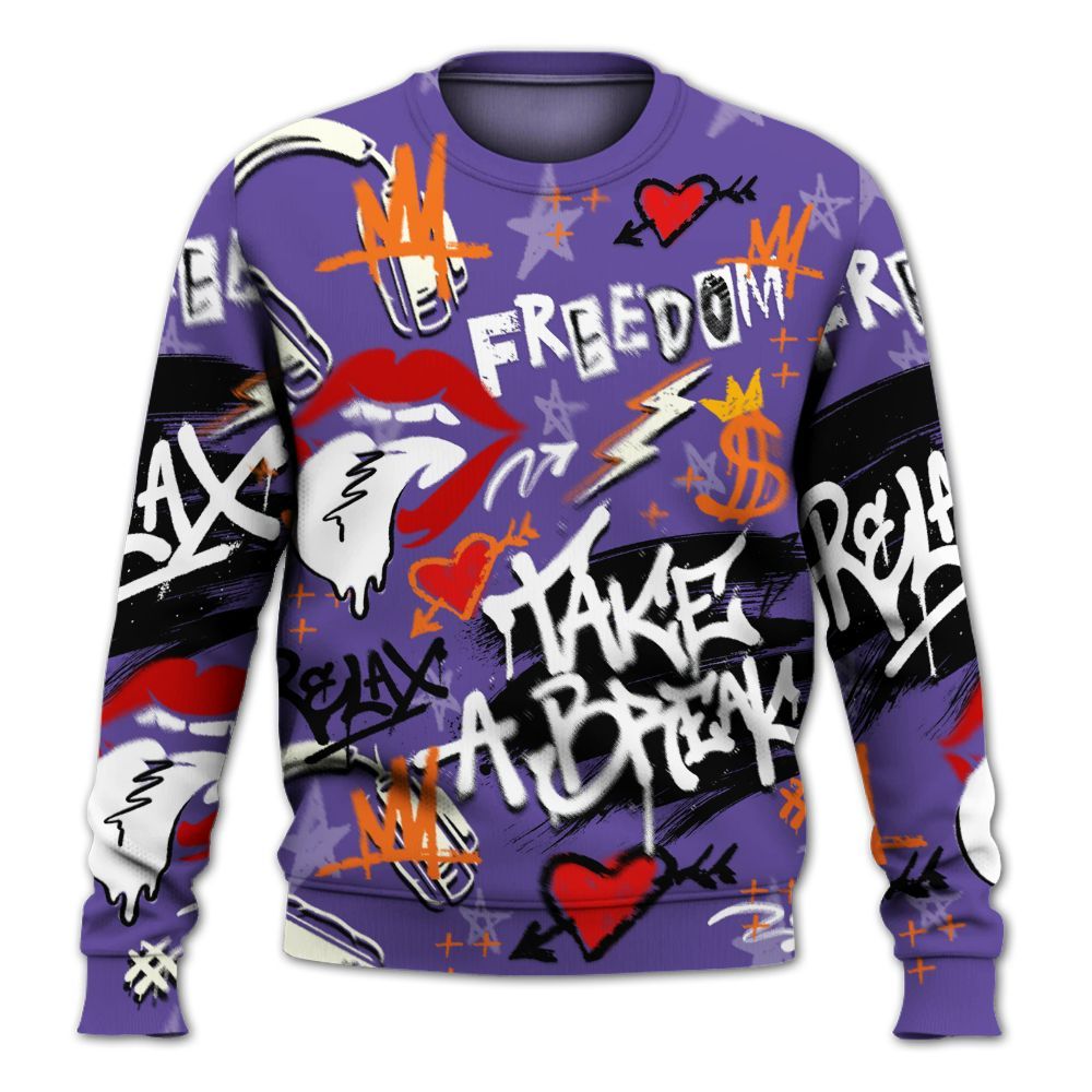 Sweatshirt To Match Air Max Waffle SP Voltage Purple - Take Break Freedom Graffiti Streetwear All Over Print