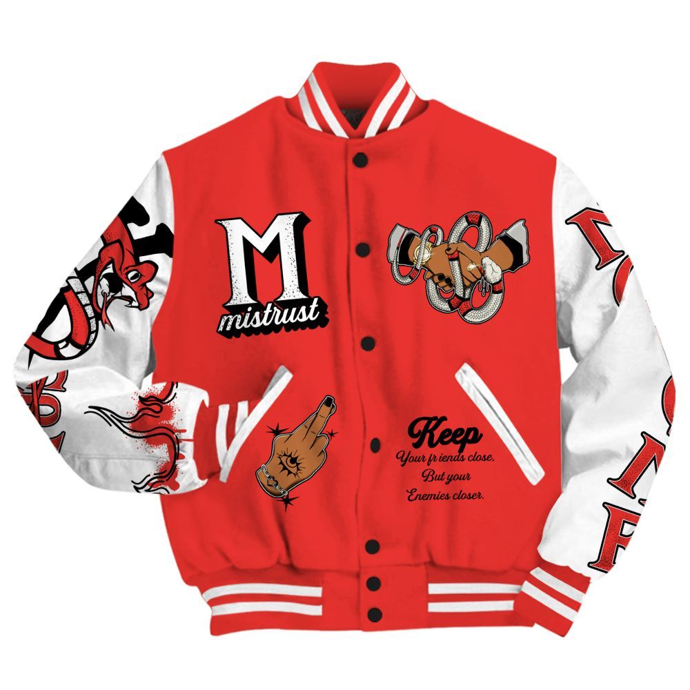 Varsity Jacket To Match Vomero 5 Bright Crimson - Trust No One Snake-Bite Street Style All Over Print