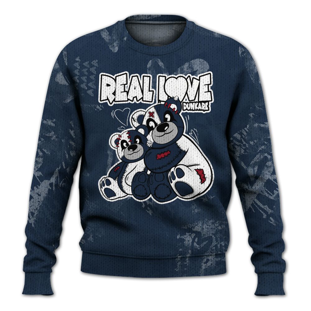 Knitted Sweater To Match White Midnight Navy 6s - Sincere Fondness Bear