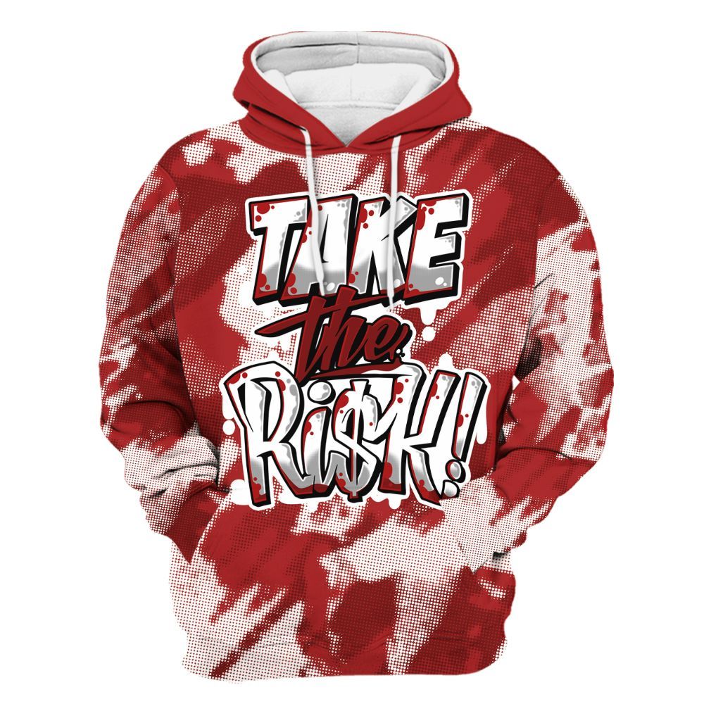 Hoodie To Match Red Taxi 12s - Take Risks Abstract All Over Print