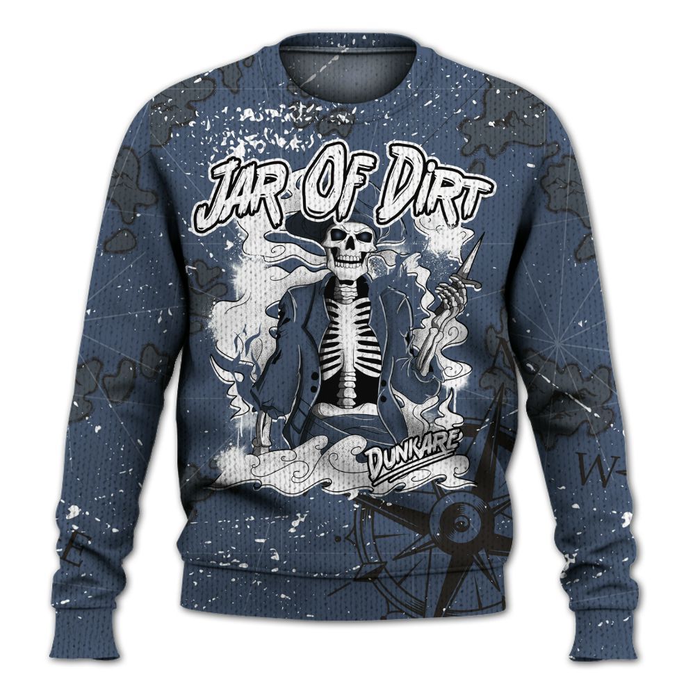 Knitted Sweater To Match Low Diffused Blue 11s - Skeleton Jar Of Dirt Retro