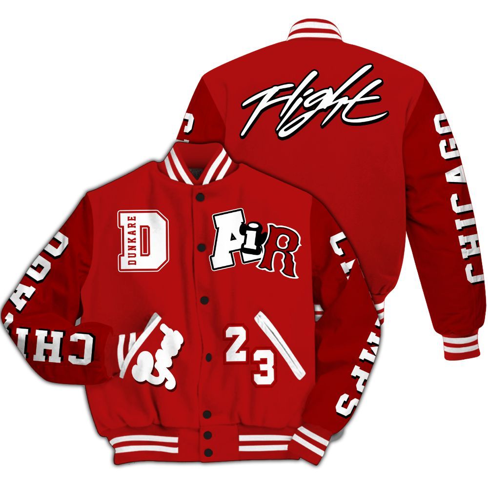 Varsity Jacket To Match Low Terror White University Red 1s - AIR Number 23 GOAT All Over Print