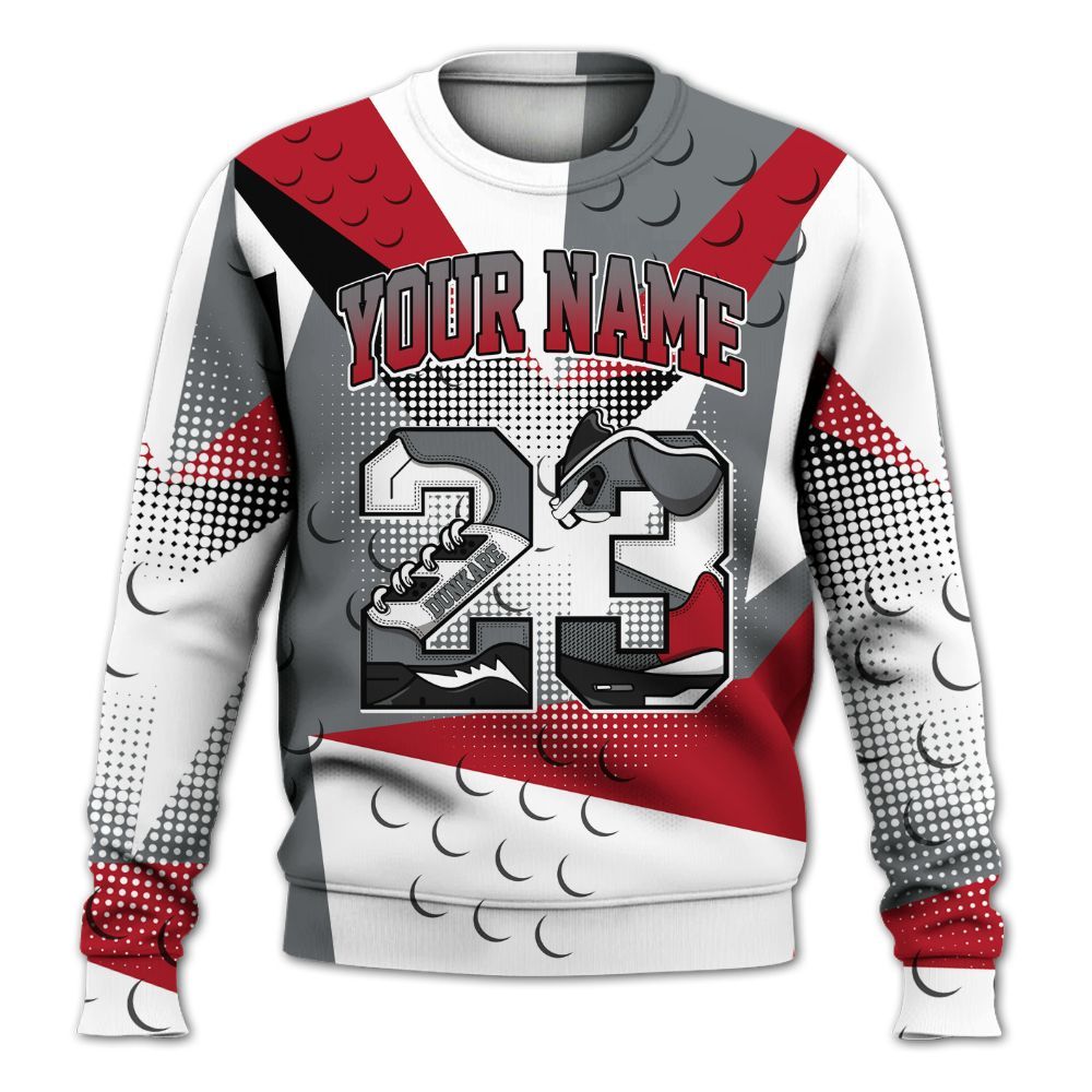Sweatshirt To Match Retro Fire Red 9s - Poly Custom Name Number 23 5s All Over Print