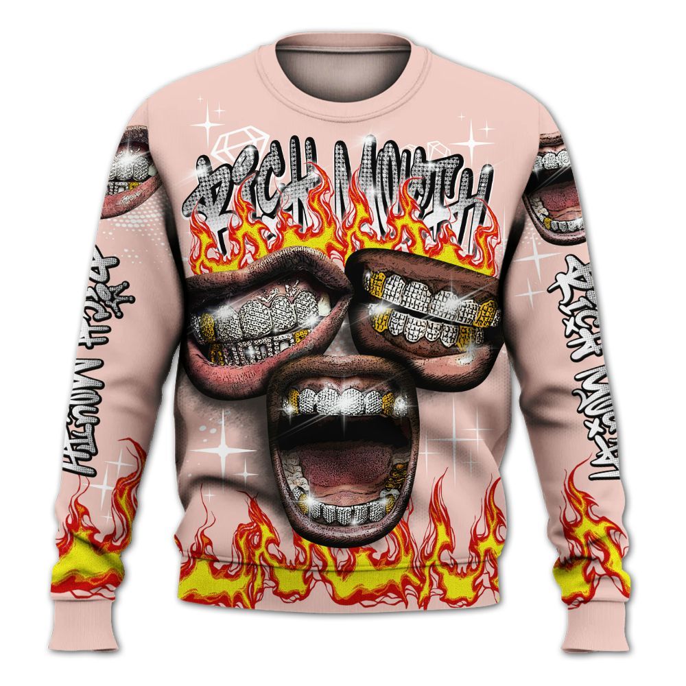 Sweatshirt To Match Low Legend Pink 11s - Rich Mouth Fire Rap Retro 90s All Over Print