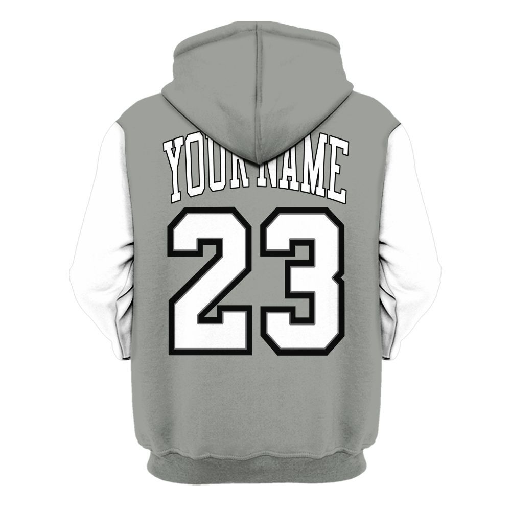 Hoodie To Match Paris Cement Grey 4s Varsity Jacket, Custom Name Chicago 23 All Over Print