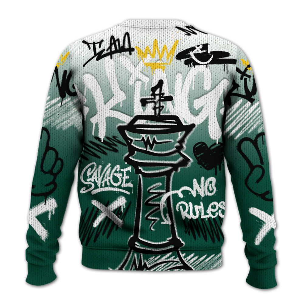 Knitted Sweater To Match Oxidized Green 4s - Street King Chess Streetwear