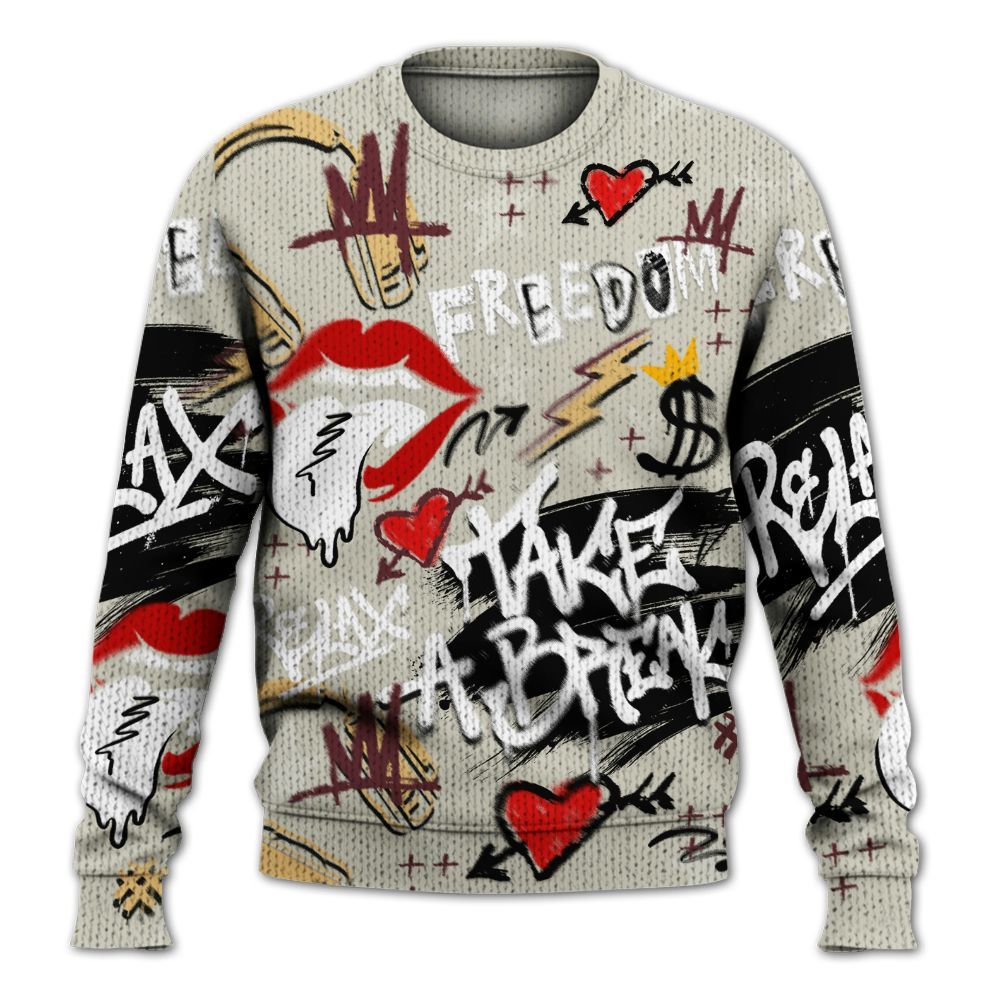 Knitted Sweater To Match Legacy 312 Year Of The Snake - Take Break Freedom Graffiti Streetwear