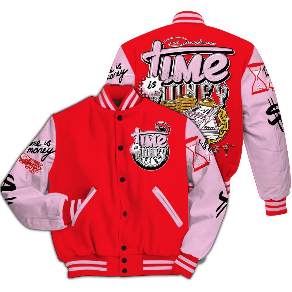 Varsity Jacket To Match Zoom Vomero 5 Valentine's Day 2025 - Time Is Money All Over Print