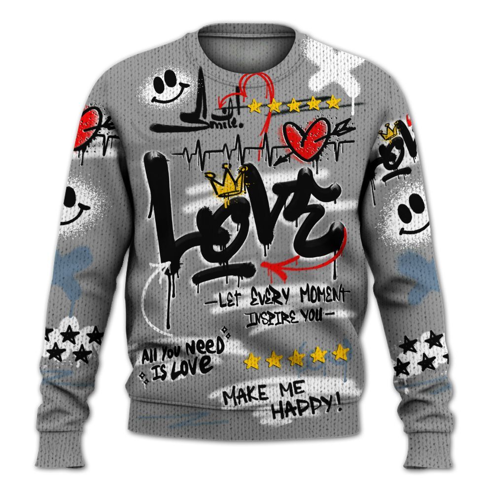 Knitted Sweater To Match Black Chrome 6s - Happy Love Beats Graffiti Streetwear
