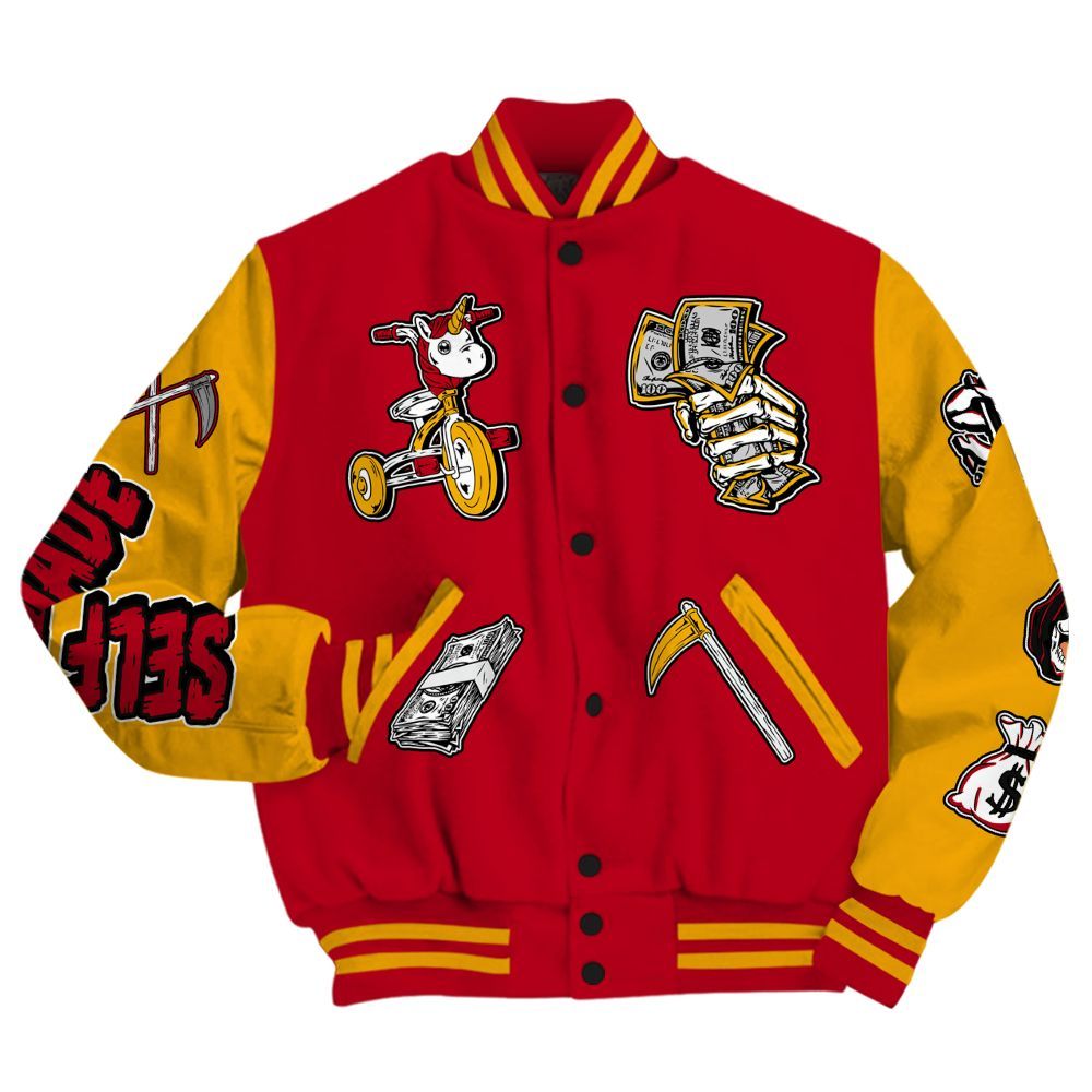 Varsity Jacket To Match Cardinal 7s - Self Make Skeleton All Over Print