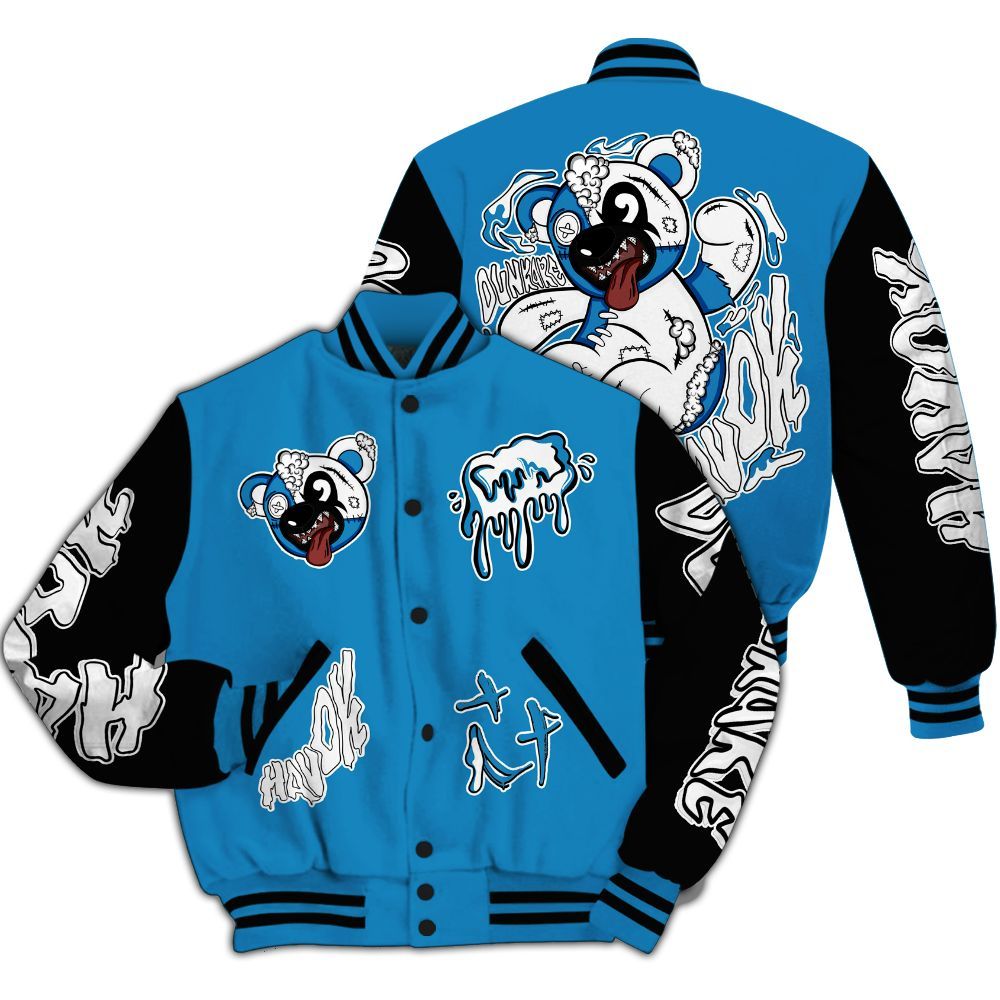 Varsity Jacket To Match Retro University Blue 9s - Havok Bear All Over Print