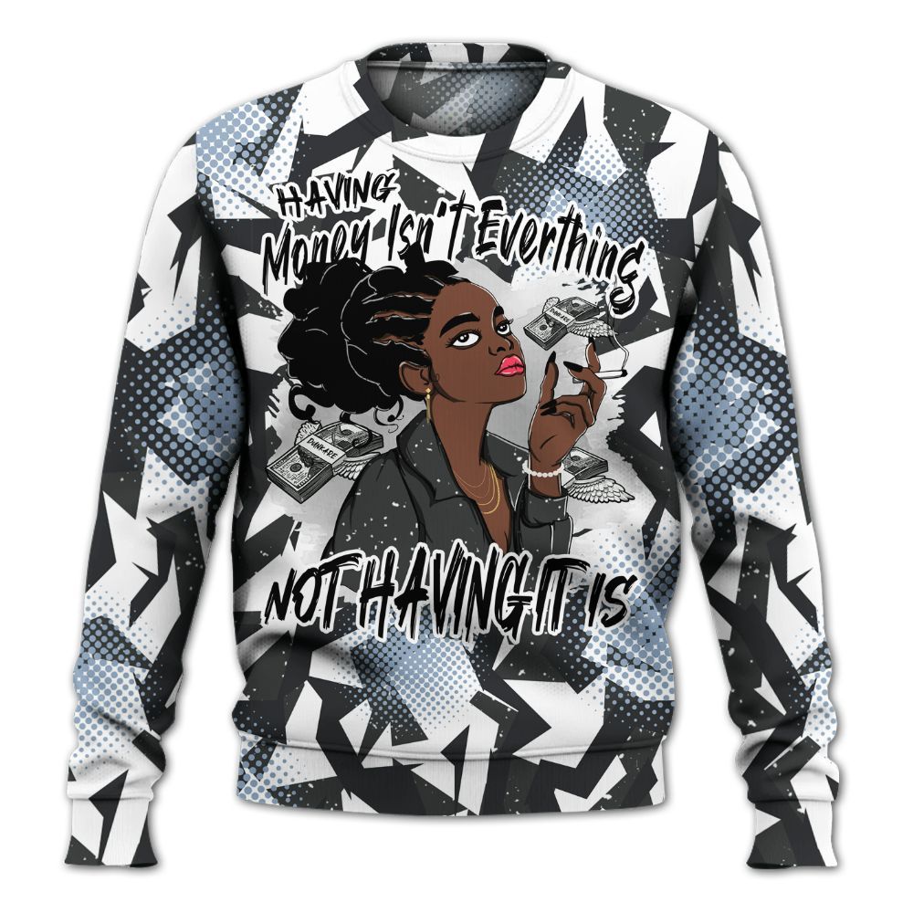 Sweatshirt To Match Reverse Black White 6s - Having Money Isn't Everthing Retro All Over Print