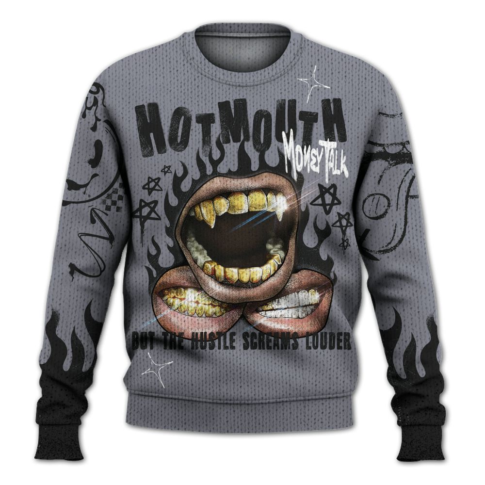 Knitted Sweater To Match Retro Black Flint 13s - Mouth Burning Street Style