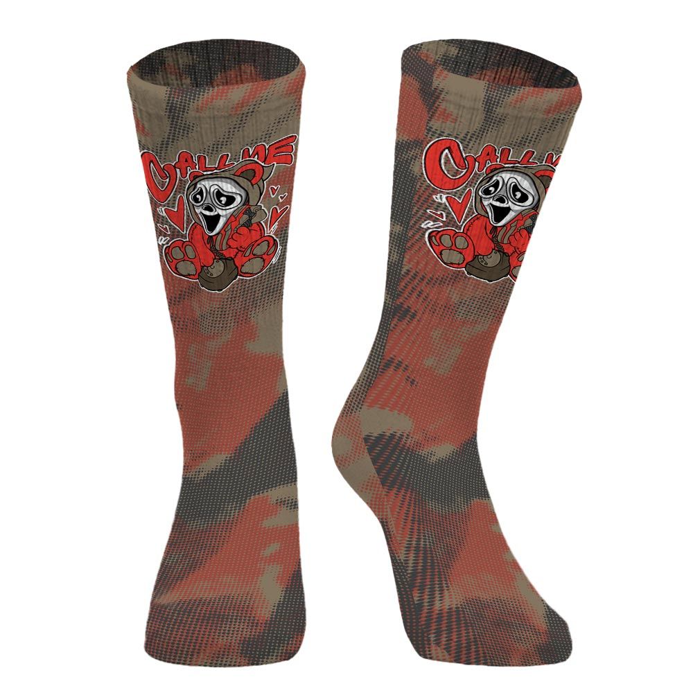 Sock To Match Olive 9s - Call Me Bear Halloween Abstract Halftone