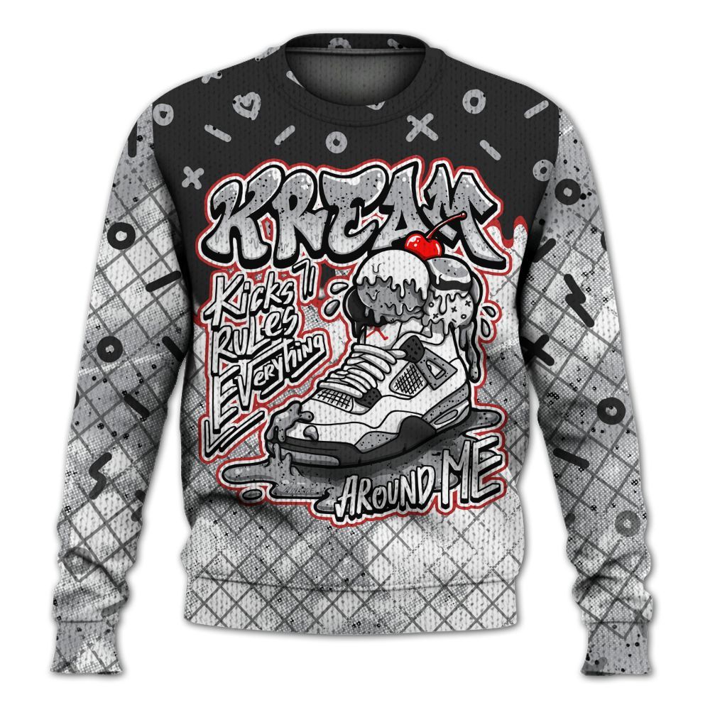 Sweater To Match White Cement 4s - Kream Kicks Rule Drip Graphic