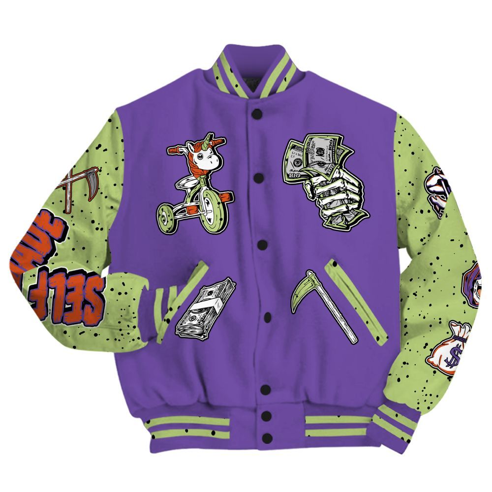 Varsity Jacket To Match Canyon Purple 4s - Self Make Skeleton All Over Print