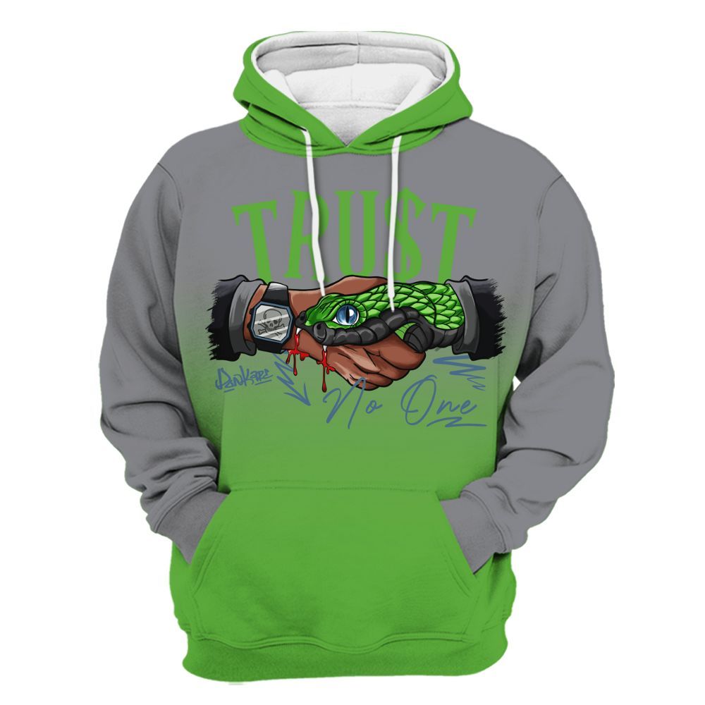 Hoodie To Match Retro Green Bean 5s - Snake Trust No One Drip All Over Print